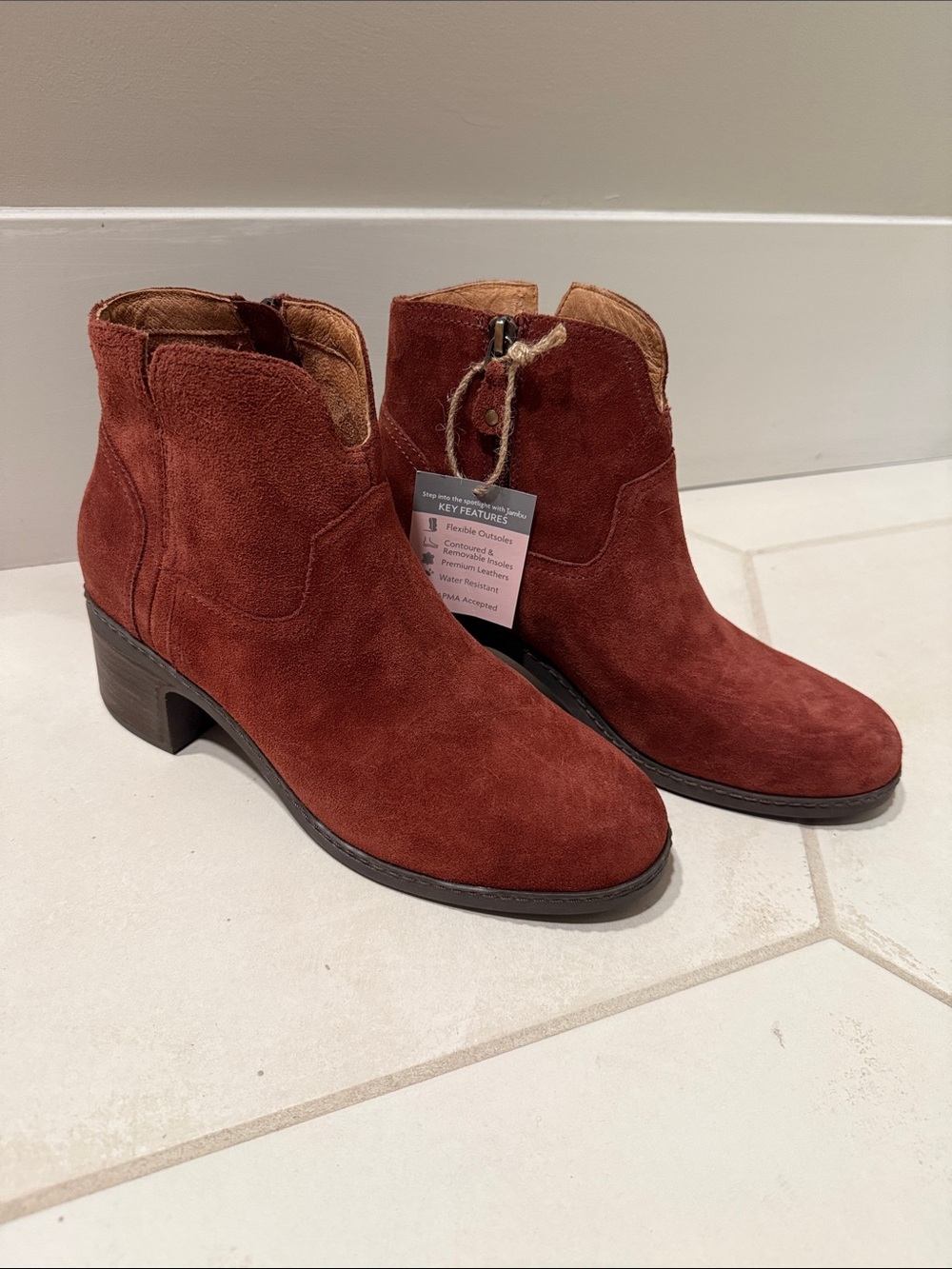 Jambu Rust Suede Ankle Booties